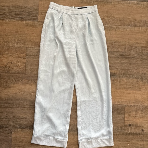 House of Harlow 1960 Pants - House of Harlow 1960 x REVOLVE Satin Jacquard Icy Blue Wide Leg Pants
